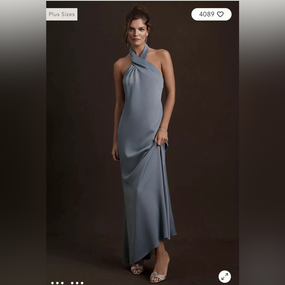 BHLDN Ruby Twist Halter Satin Gown NWT